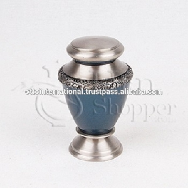Artisan Indigo Brass Token Cremation Urn