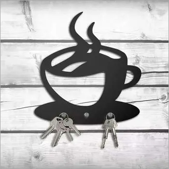 Coffee Cup Shape Metal Key Holder, Steel Key Rack 15x13 cm Coffee Cup Shape Metal Key Holder, Steel Key Rack 15x13 cm