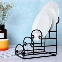 Kundi Rack - Rust-resistant Electroplated Iron, 12.5x10.5x11.5 Inches, Black - 4-tier Space-saving Dish And Plate Display Stand With Removable Drain Tray