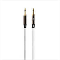Aux Cable - Rubber Insulated, 1.5 Meter Length, Pearl/silver Color | Flexible Solid Conductor Design, 6 Months Replacement Warranty