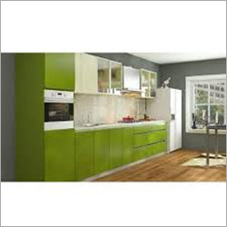 I Shaped Modular Kitchen - Wood, Variable Dimensions, Green | Space Saving, Stylish Design, Easy Installation, Durable Material