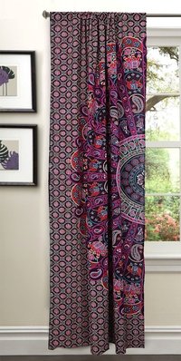 Indian Mandala Purple Horse Ghoomar Ombre Hippie Bohemian Curtain