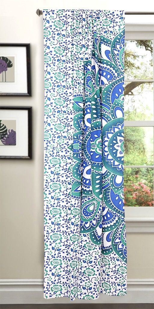 Indian Mandala Freen Lotus Ombre Hippie Bohemian Curtain