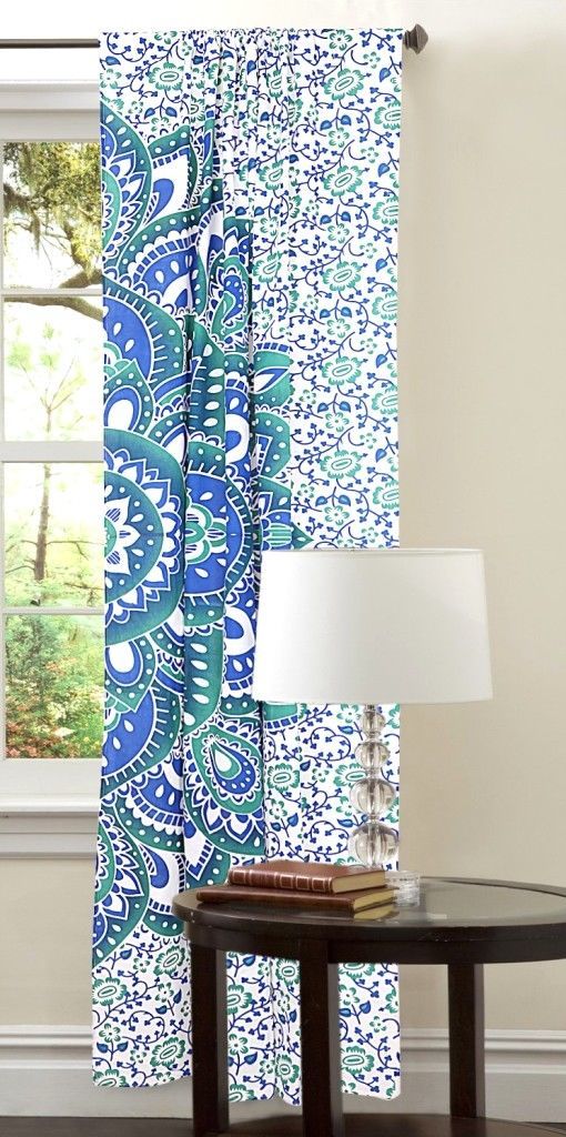 Indian Mandala Freen Lotus Ombre Hippie Bohemian Curtain