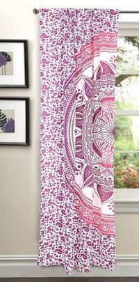 Indian Mandala Pink Trishul Ombre Hippie Bohemian Curtain