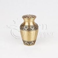 Antique Mother of Pearl Brass Token Cremation Urn