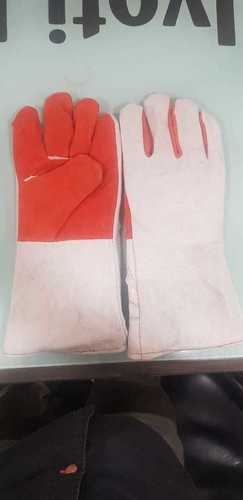 Heavy Leather Red Grey Gloves