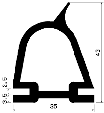 To Beading - Epdm Rubber 35x43mm Black, 70 Shore A Hardness, Weatherproof, Durable, Precise