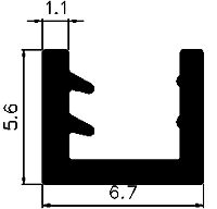 Rubber U Bidding - Rubber 5.6x6.7x1.1 Mm Black, Shore A Hardness | Uv Resistant, Weatherproof, Shock Absorbent, Friction Reduction