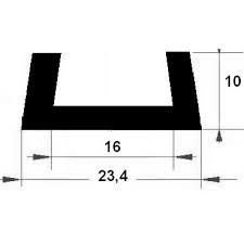 Rubber U Bidding - Rubber 23.4x16x10 mm Black, Shore A 60 | Friction Reduction, Weather Resistant, Tear Resistant Seal