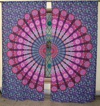 Indian Mandala Purple Peacock Ombre Hippie Bohemian Curtain