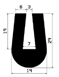 Rubber U Bidding - Rubber 29x19mm, Base 3x7mm | Durable Seal, Weatherproof, UV Resistant, Tear Resistant, Shock Absorption