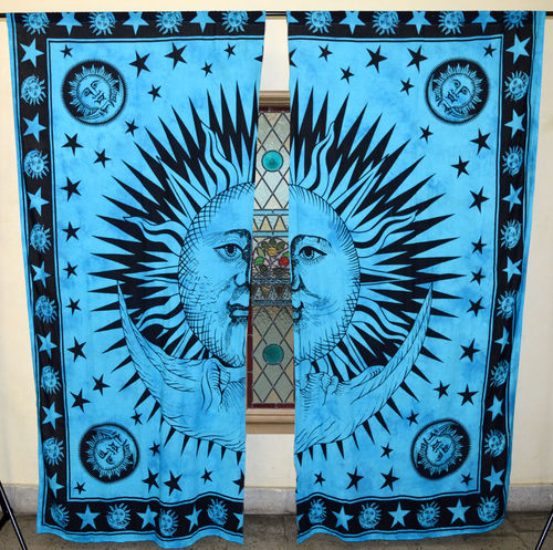 Indian Mandala Sun n Moon Ombre Hippie Bohemian Curtain