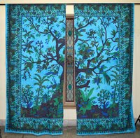 Indian Mandala Turquoise Tree of Life Ombre Hippie Bohemian Curtain