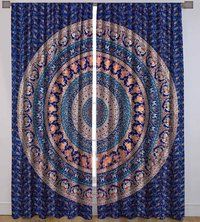 Indian Mandala Purple Peacock Elephant Ombre Hippie Bohemian Curtain