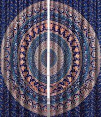 Indian Mandala Purple Peacock Elephant Ombre Hippie Bohemian Curtain