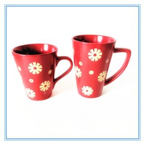 Red Manufacturers Hot Sales One Set Of 3 Pieces Sky Blue Stoneware Mug Decal Ceramic Flaring Cups