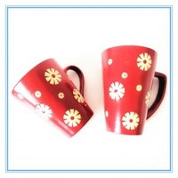 Manufacturers Hot Sales One Set of 3 Pieces Sky Blue Stoneware Mug Decal Ceramic Flaring Cups