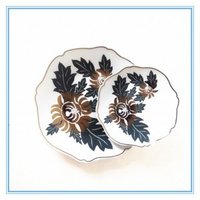 5″and 8″ Ceramic Stoneware Plate/Gold Chrysanthemum Irregular White Plate