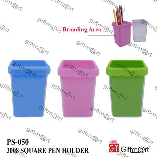 Pink Square Plastic Pen Stand