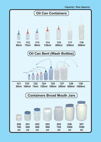 Oil Containers, Wash Bottles, Broad mouth Jars