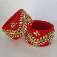 Silk Thread Bangles With Kundan