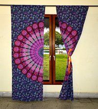 Indian Mandala Pink Cotton Ombre Hippie Bohemian Curtain