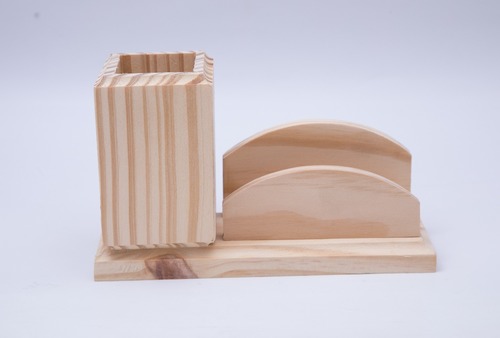 Wooden Pen And Card Stand - Indian Wood, Polished Finish | Durable, Easy to Clean Design for Professional Desk Organization