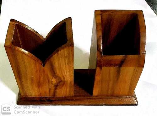 Double Pen Stand - Indian Polished Wood | Durable, Easy To Clean