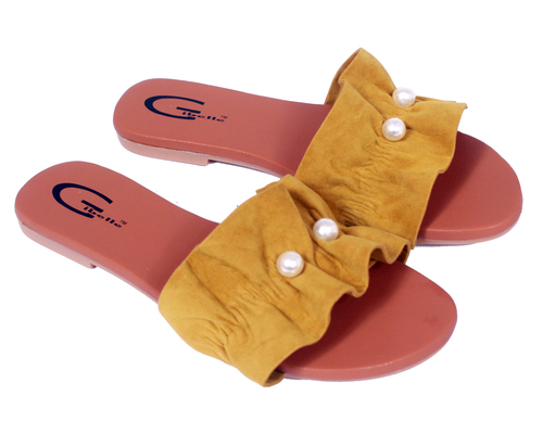 Gibelle Casual Flat Yellow Slipper Sandal For Girls