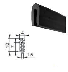 Rubber U Bidding - Rubber 10x7x4 mm, Black, 1.5 mm Channel | Weather, UV, Ozone, Tear Resistant, Friction Reduction, Customizable