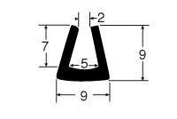 Rubber U Bidding - Rubber 7x9x5mm Black, Shore A 60 | Friction Reduction, Weather Resistant, Tear Resistant