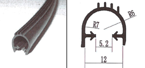 Windows Rubber Profile - EPDM Rubber 12x5.2mm Black, Locking Channel, 50-80 Shore A, Weatherproof Seal