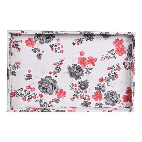 White Flower Design Tray Length: 16 Inch (In)