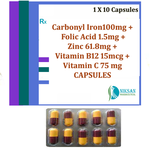 Carbonyl Iron Folic Acid Zinc Vitaminb12 Vitamin C Capsules