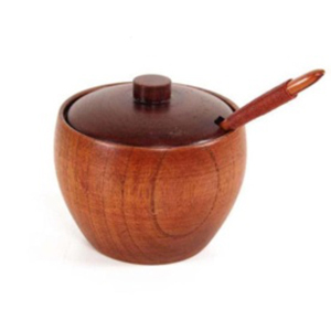 Wooden Urn With Lid And Spoon