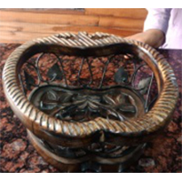 Apple Shape Wooden Metal Fruit Bowl