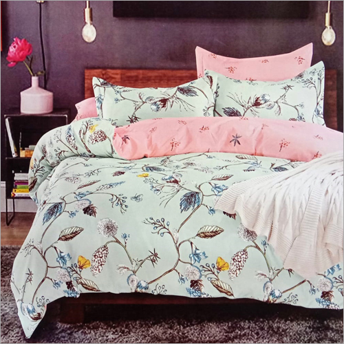 Leaf Print Poly Cotton Bedsheet - Polycotton Material, Available in All Sizes , Features Washable, Durable, Quick Dry, No Fade, Pillowcase Included