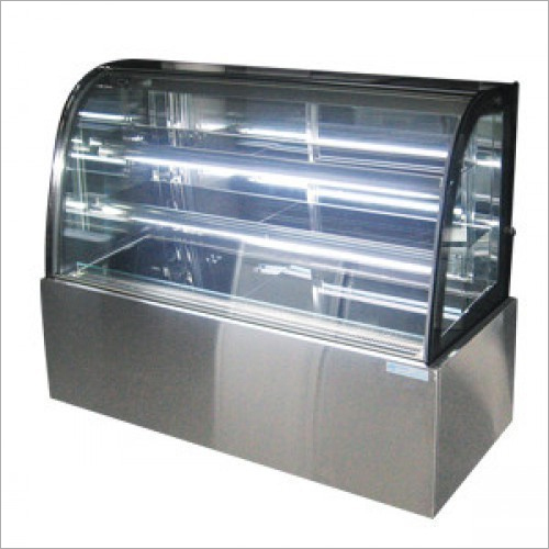 Cake Display Counter - Glass & Polished Metal Design | Hygienic Storage for Cakes, Pastries, and More