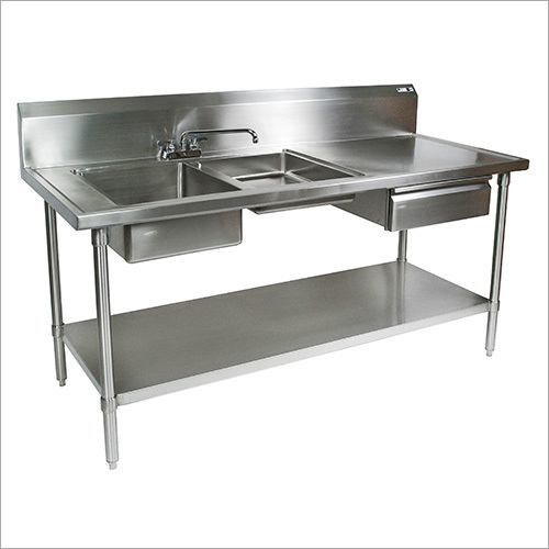 SS Sink Table - Stainless Steel, Customized Size | Durable, Eco-Friendly, Scratch Proof, Heat Resistant, Chrome Finish