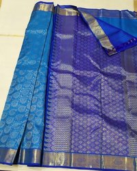 Blue Color Handloom Silk Zari Work Sarees - Multi-color Varieties, Big & Small Border Styles, Plain Butta & Emboss Patterns | Ideal For Traditional Occasions Across All Seasons