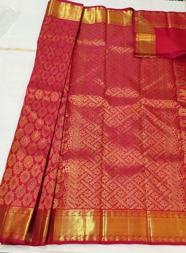 Red Kanchipuram Silk Saree | Handwoven | Pure Silk | Pure Zari | PV G 4144  – Panjavarnam