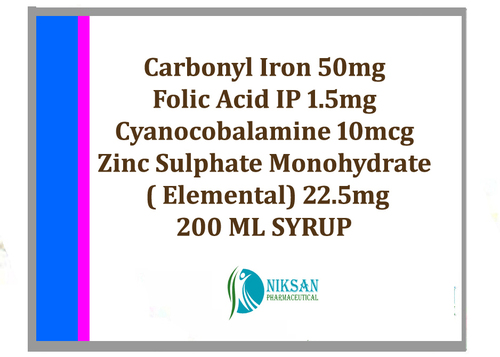 Carbonyl Iron Folic Acid Cyanocobalamine Zinc Syrup General Medicines