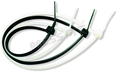 Pressfit Zip Cable Ties - Nylon 6.6, 60x2mm to 710x8.8mm Sizes, Black or White | Ergonomic Design, Additional Locking Teeth, UL-Approved