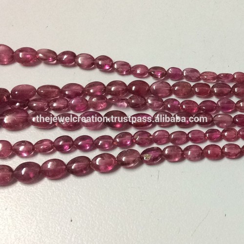 Natural Baby Pink Tourmaline Stone Smooth Oval Beads By THE JEWEL CREATION