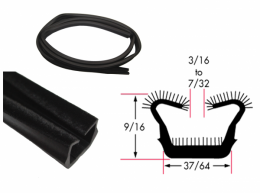Windows Rubber Profile - EPDM Rubber, 3/16-7/32 Inch, Black, 50-80 Shore A, Locking Channel | Weatherproof Seal, Noise Reduction, Vibration Dampening, Custom Shapes