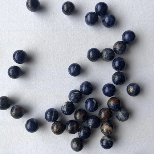7Mm Natural Sodalite Smooth Round Gemstone Spheres Undrilled Calibration Grade: Aaa