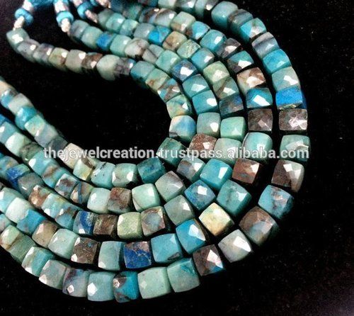 Natural Chrysocolla Stone Faceted Box Beads Wholesale Gemstone