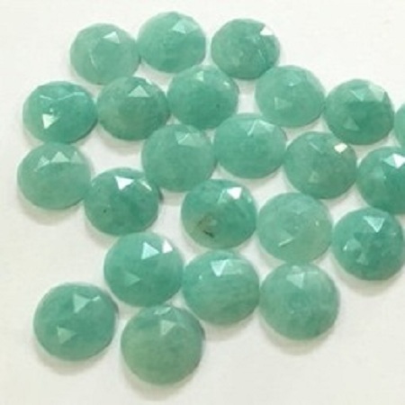 5mm Natural Amazonite Fancy Rose Cut Round Cabochon Stone