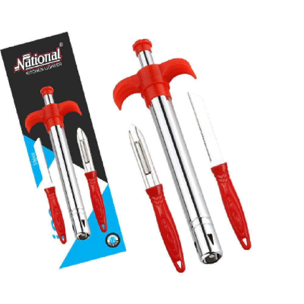 Kitchen Gas Lighter, Knife and Peeler Set, 3 Pieces